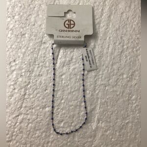 Giani Bernini Sterling Silver Blue Beaded Chain Anklet Bracelet